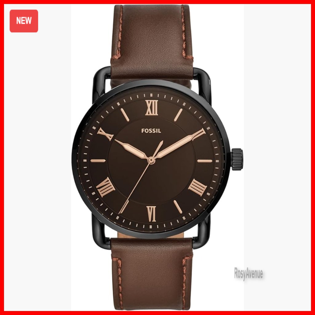 Men's Stainless Steel Leather Watch Quartz Movement Water Resistant 42mm